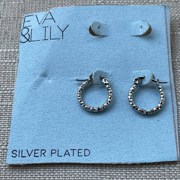 Eva and Lily Women Earring Silver Plated Hoop Small Ear jewelry new - Picture 10 of 11